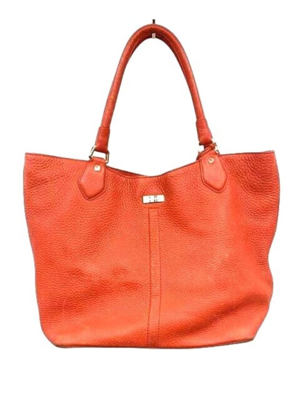 Cole Haan Red Orange Pebbled Leather Tote Bag